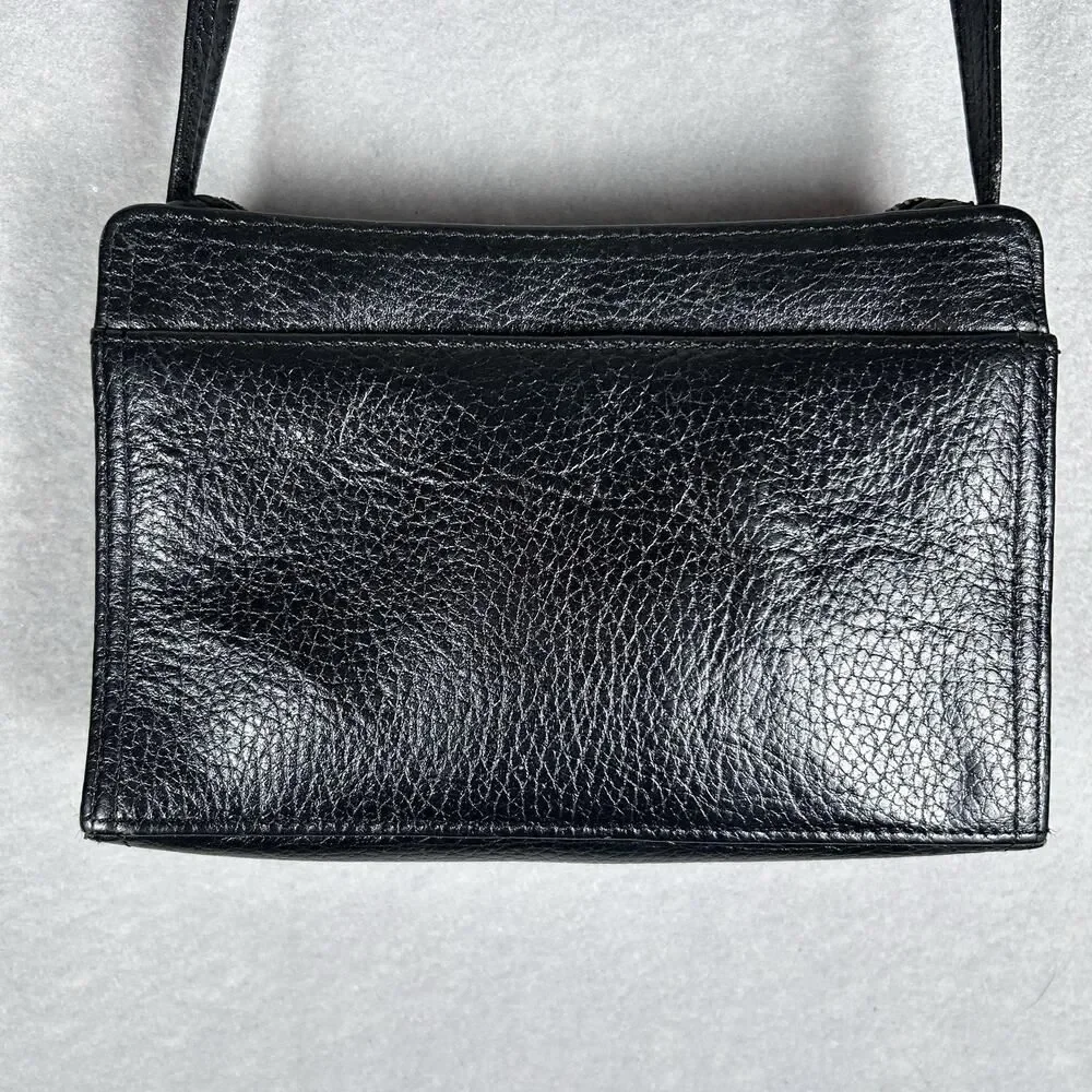 VTG Anne Klein II pebbled leather small rectangle zip crossbody w/strap preppy